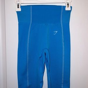 Bright blue gym shark workout leggings for sale in a size small!